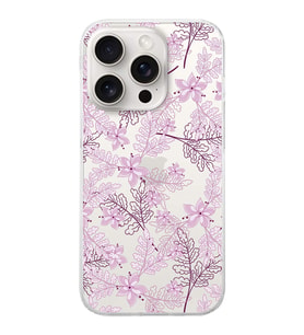 PrintiFy Apple iPhone 15 Pro Max Uyumlu Floral Pudra Tasarımlı Slim Fit Şeffaf Silikon Kılıf