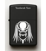 Predator Desenli Kişiye Özel İsimli Siyah Benzinli Metal Çakmak