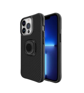 Coverzone Y�z�k Tutuculu Standl? K?l?f iPhone 13 Pro Max ?le Uyumlu K?l?f Standl? Y�z�k Tutuculu Karbon Fiber G�r�n�ml� Black iPhone 13 Pro Max K?l?f (Siyah)
