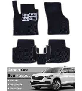 SKODA KODİAQ (2017-2023) Uyumlu EVA Paspas Tam Set–Oto Paspas,Araca Özel,Kolay Montaj