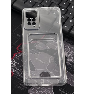Xiaomi Redmi Note 11 Pro Uyumlu Kredi Kartlıklı Şeffaf Kılıf Kamera Korumalı (Renksiz)