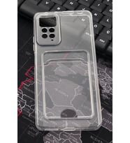 Xiaomi Redmi Note 11 Pro Uyumlu Kredi Kartlıklı Şeffaf Kılıf Kamera Korumalı (Renksiz)