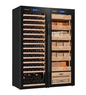 Lubinski Siyah Çift Kabin Elektronik Puro Dolabı - Şarap Dolabı CW1600 LB-042