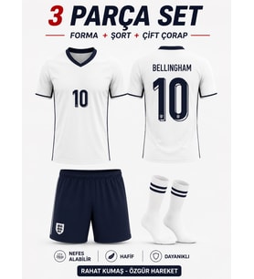 Bellingham İngiltere Dünya Kupası Çocuk Futbol Forması Çorap Hediyeli