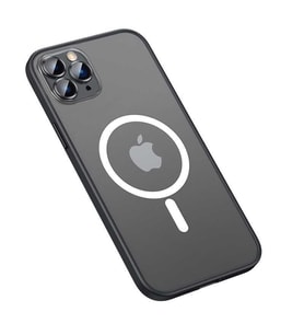 Uyumlu Model Apple iPhone 12 Pro Kılıf Magsafe Kamera Lensli Kenar Renkli Şeffaf Kapak (Siyah)