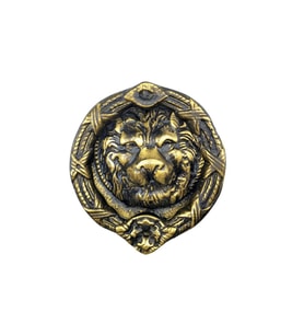 Antika Tarz Dekoratif Pirinç Aslan Kapı Tokmağı, Taktak - 185 mm, Antik