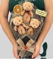 Size Özel Tasarım Büyük Boy 3'lü Peluş Ayıcık Buketi - Premium Hediye Buketi (Model 1)