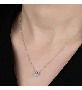 Swarovski Taşlı Gümüş Kalp Bayan Kolye