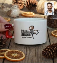 Kişiye Özel Karikatürlü Siyah Beyaz Taraftar Lüks Fincan Doğum Günü Hediyesi