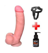 OdinsShop 21 cm Belden Bağlamalı Yeni Nesil Realistik Penis + Kemer + Kayganlaştırıcı