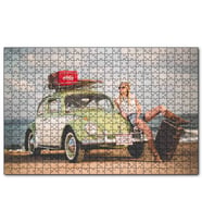 Cakapuzzle Yeşil Beyaz Vosvos ve Gezgin Kız  Puzzle Yapboz MDF (Ahşap) (120 Parça)