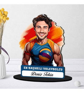 Kişiye Özel Erkek Voleybolcuya Hediye Karikatürlü Biblo