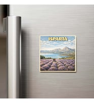Isparta Şehri - Pop-Art Travel - 9x9 cm Buzdolap Magneti