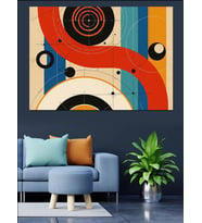 Soyut Çizgili Modern Geometrik Poster Dekoratif Kanvas - Mdf Ahşap Tablo