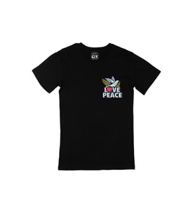 Love And Peace Cep Logo Tasarımlı Siyah Tişört