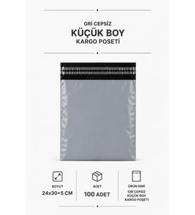 Gri Cepsiz Küçük Boy Kargo Poşeti 24x30+5 Cm 100 Adet