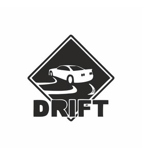 Drift Araba Sticker siyah 15x15 CM (Siyah-Siyah)