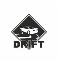 Drift Araba Sticker siyah 15x15 CM (Siyah-Siyah)