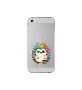 iPhone 5 SE ile Uyumlu Splash Kirpi Tasarımlı Şeffaf Silikon Kılıf