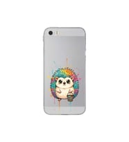 iPhone 5 SE ile Uyumlu Splash Kirpi Tasarımlı Şeffaf Silikon Kılıf