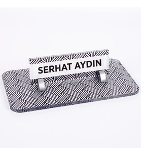 Çizgi Desenli Kristal Masa İsimliği Ofis İsimlik Ofis Hediye Masa Üstü Cam Masa İsimlik