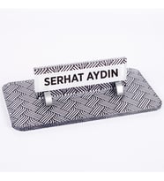 Çizgi Desenli Kristal Masa İsimliği Ofis İsimlik Ofis Hediye Masa Üstü Cam Masa İsimlik