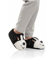Ayakmod Gri Köpek Desenli Unisex Panduf 26K001 (Siyah)