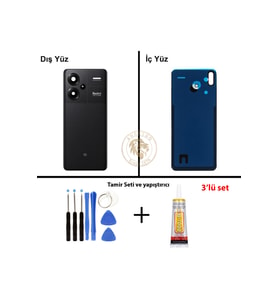 Redmi Note 13 Pro Plus 5G - Lensli Gece Siyahı Uyumlu Arka Kapak + Yapıştırıcı ve Vida Seti