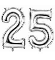 25 Rakam Folyo Balon Gümüş Rengi (36 cm)