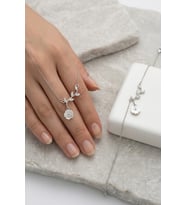 925 Ayar Gümüş Zarif Nilüfer Çiçeği Lotus Kolye Bileklik Set