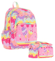 Kaukko Kids Kız Çocuk Okul Çantası ve Isı Yalıtımlı Beslenme Çantası Seti (L5232+L7232) Dondurma Baskılı - Pembe Sarı (Çok Renkli)
