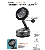 Saat Tasarımlı Araç İçi Telefon Tutucu MagSafe Manyetik 360° Ayarlanabilir Katlanabilir