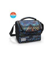 CORAL HIGH 37210 KIDS SİYAH ÇOK RENKLİ YARIŞ ARABASI DESENLİ THERMO İKİ KATLI BESLENME ÇANTASI