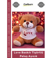 Özel Üretim Sevgililer Günü Hediyesi Yumuşak 25 cm Love Baskılı Tişörtlü Kahverengi Peluş Ayıcık