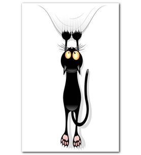 Cakatablo Komik Siyah kedi Çizgi Film Görseli MDF Tablo