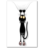 Cakatablo Komik Siyah kedi Çizgi Film Görseli MDF Tablo