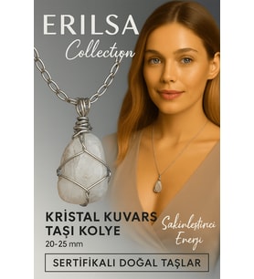 Sertifikalı Gümüş Tel Sargılı Doğal Kristal Kuvars Taşı Kolye – 25-30 mm Arınma ve Denge Taşı (Çok Renkli)