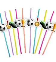 Pipet Futbol  temalı 10lu Artistik Pipet Doğum Günü eğlenceli parti pipeti