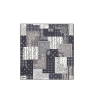 Bursa İpek Antrasit Patchwork Desen Twill İpek Eşarp