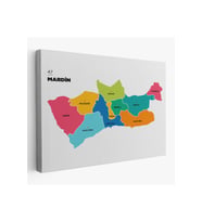 Mardin İli ve İlçeler Haritası  Dekoratif Kanvas Tablo 1415
