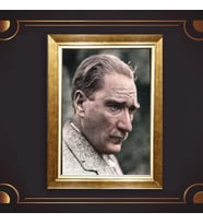 Özel Seri Paspartulu Çerçeveli Atatürk Tablo l571 (Gold)