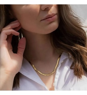 Lente Aksesuar Çelik İtalyan Ezme Zincir Kolye (Gold)
