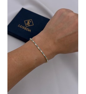 VIP Turkuaz & Baget Taş Detaylı 16+2 CM Ayarlanabilir Gold Bileklik