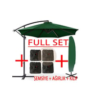 3 Mt 8 Kaburga Full Demir 21 Kg Bahçe Şemsiyesi Full Set Havuz Şemsiyesi Büyük Şemsiye (Koyu Yeşil)