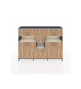 Hyperion Dolap 14 Raflı 10 Kapaklı 220x44x163 Antrasit-Çam/Aytaşı