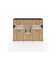 Hyperion Dolap 14 Raflı 10 Kapaklı 220x44x163 Antrasit-Çam/Aytaşı
