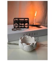 Lotus Çiçeği Dekoratif Tabak/Mumluk 5-8CM (Beyaz)