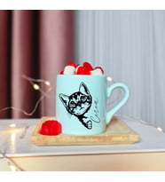 Kedi  Tasarımlı Kişiye Özel Yeşil Türk Kahvesi Fincanı