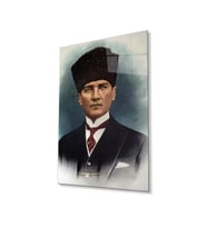 Atatürk Cam Tablo 4mm Dayanıklı Temperli Cam, Atatürk Glass Wall Art (Çok Renkli)