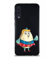 Samsung Galaxy A50 Soft Premier Kapak Bayan Puff Tasarımlı Silikon Kılıf - Siyah (Şeffaf)